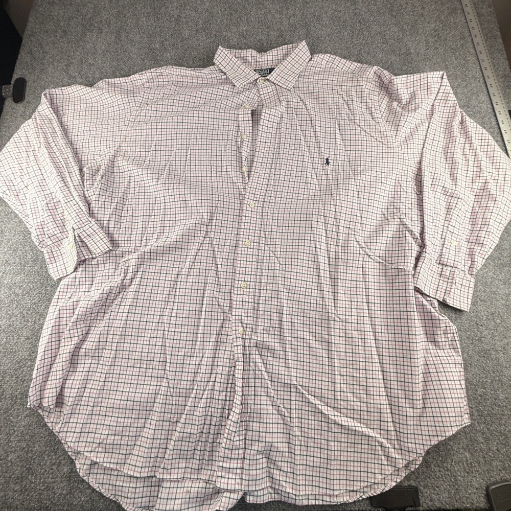 Polo Ralph Lauren Stanton Classic Fit Shirt 4XLT Tall Pink Navy Tattersall Check